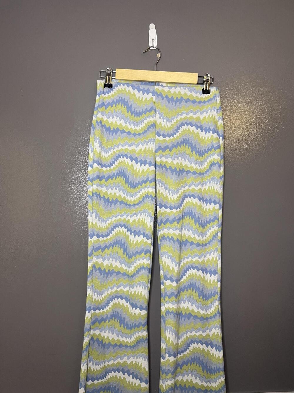 Urban Outfitters Pants Womens Small Multicolor Knit Flare Leg Geometric Stretch - Picture 2 of 9
